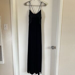 Pia 90s Black Velvet Dress Sleeveless Maxi Y2K Fairycore Sz L Grunge Whimsy